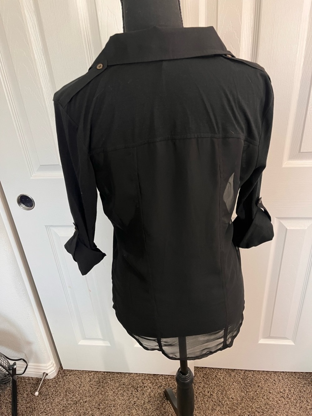Black Button-Front Utility short or long Shirt. - Picture 13 of 16